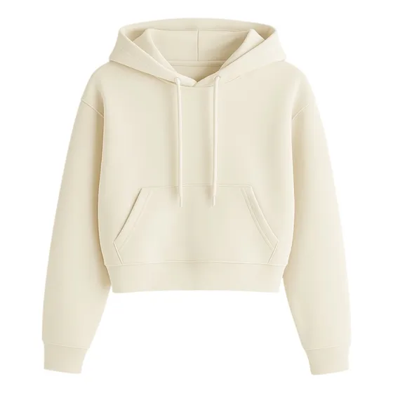 Buzo Canguro Crop Hoodie Liso Algodon Frizado Con Capucha