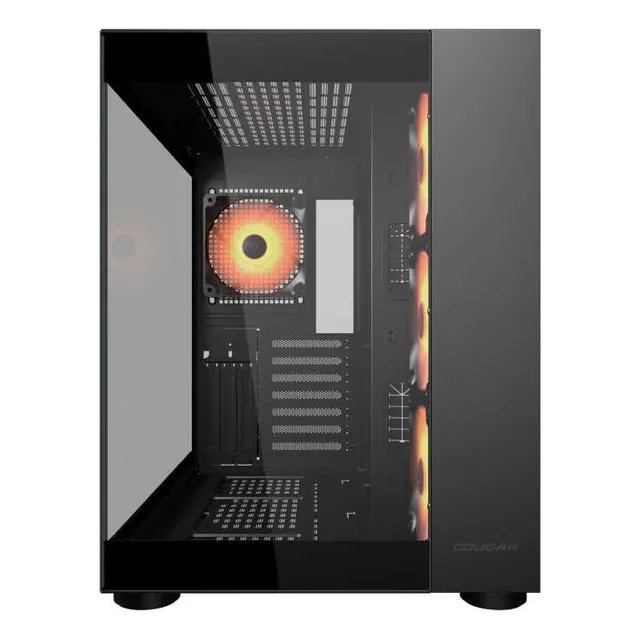 Gabinete De Cougar FV150 RGB Black Gamer De Doble Cámara Negro