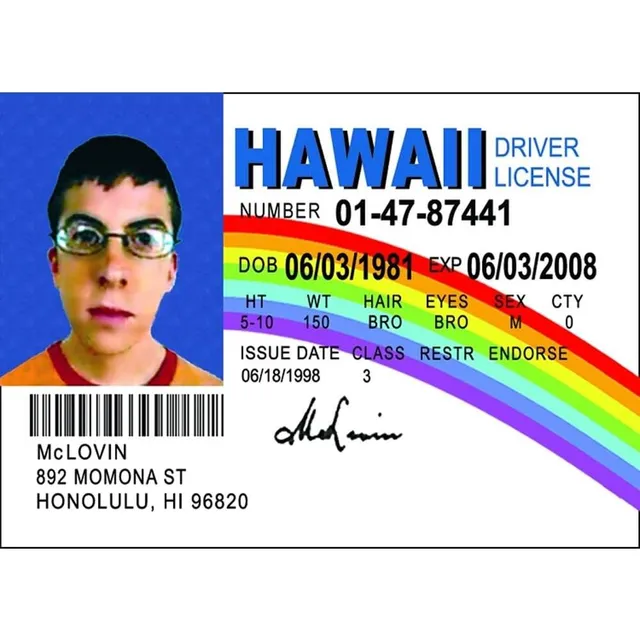 Parodia De Identificación | Imitación De Licencia Mclovin Ma