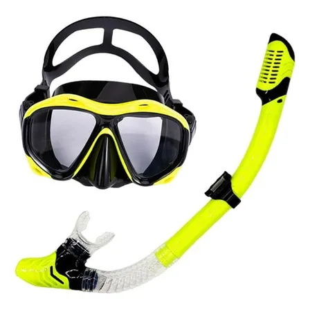 Set Pack De Mascara Con Snorkel Para Natación Buceo Playa Amarillo