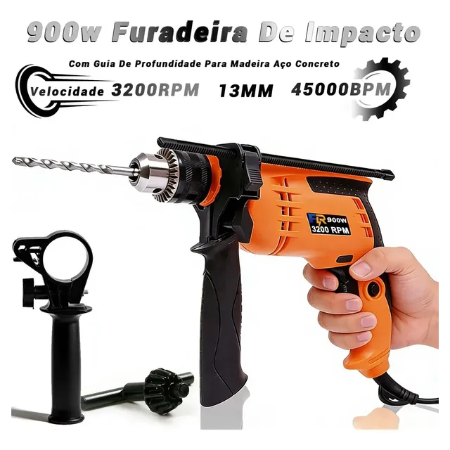 Furadeira de Impacto ZHANLOW 950W, 13mm, com Função Parafusadeira e Velocidade Variável