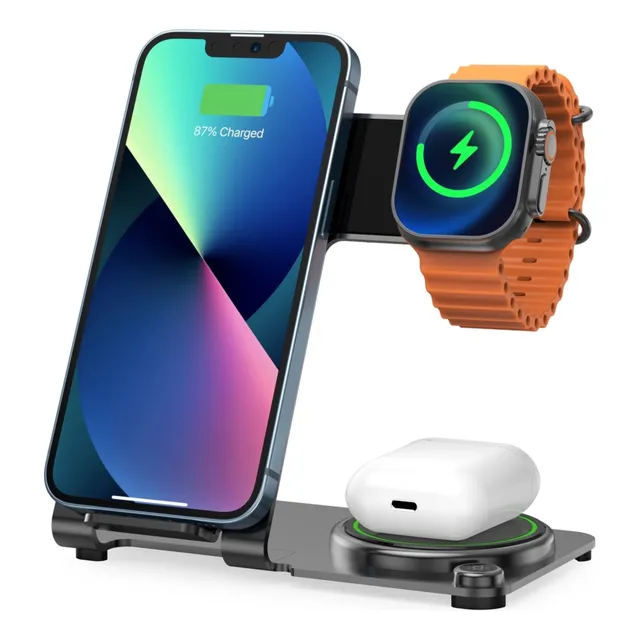 Cargador Inalámbrico Wiwu 3 En 1 Para Smart Watch iPhone