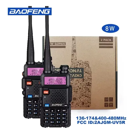 Radio Baofeng Uv-5r 8w Walkie Talkie Pack 2 Negro 136-174 Mhz