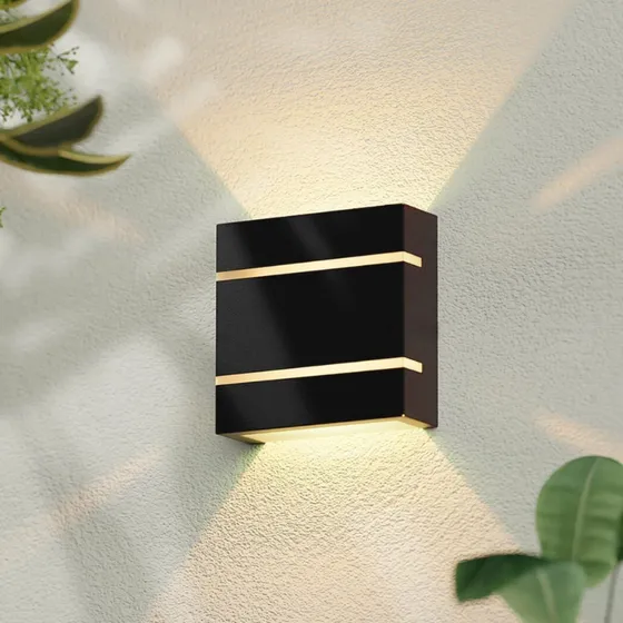 6x Arandelas 2 Frisos Preta Luminária Quadrada Led Bivolt