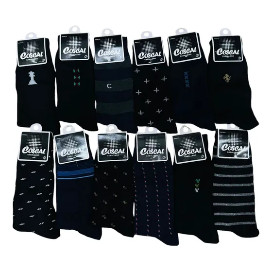 12 Pares Calcetines Vestir Caballero Moda Algodón Colores