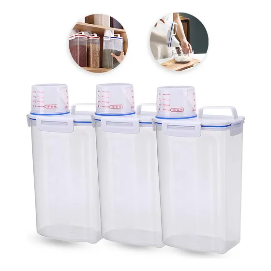 Kit 3 Pote Hermético Com Bico Dispenser Copo Medidor 2l