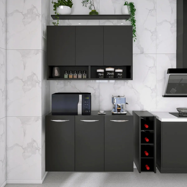  Armário Balcão Aéreo Casa Cozinha 3 Portas