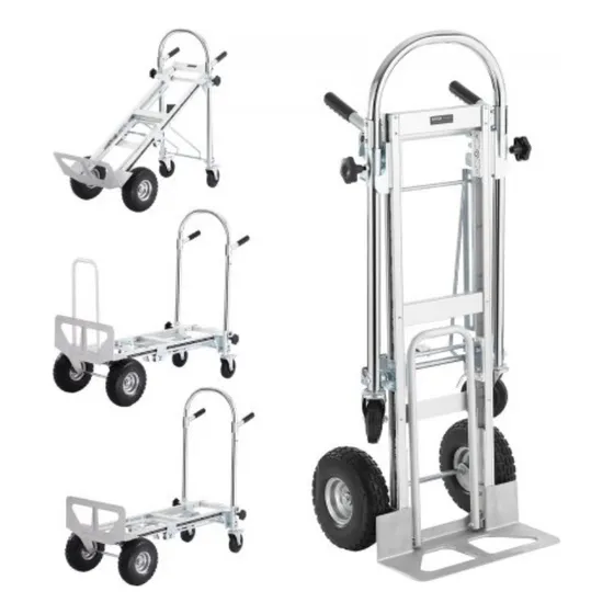 Carretilla De Mano De Aluminio 4 En 1 Diablito Carrito 1000l Plateado