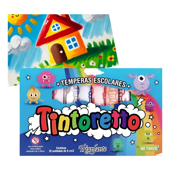 Tempera Caja X 10 Unidades Colores Surtidos No Tóxico