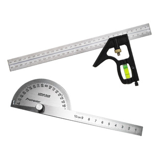Kit Transferidor Grau Inox 180 Graus + Esquadro Combinado Kit Transferidor Grau Inox 180 Graus + Esquadro Combinado