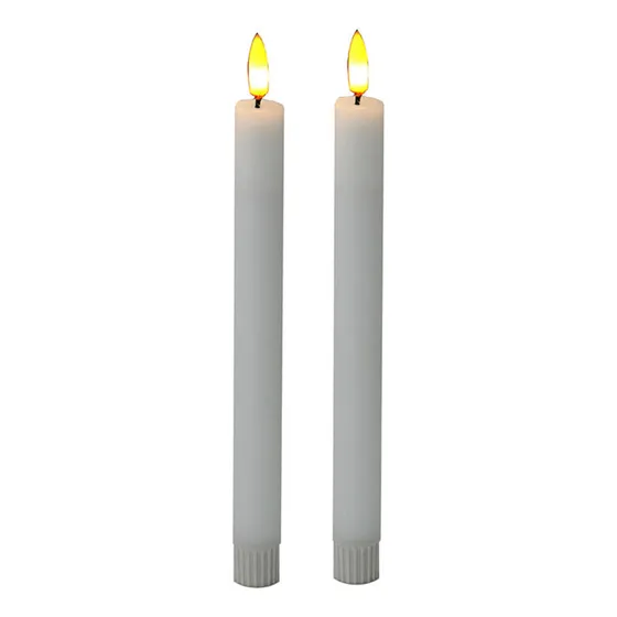 Vela Larga Led Efecto Llama Calida Decorativa A Pila X2