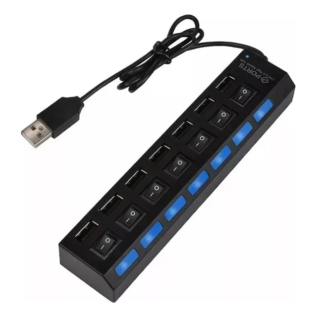 Hub Multiplicador Usb 2.0 De 7 Puertos Interruptor Led