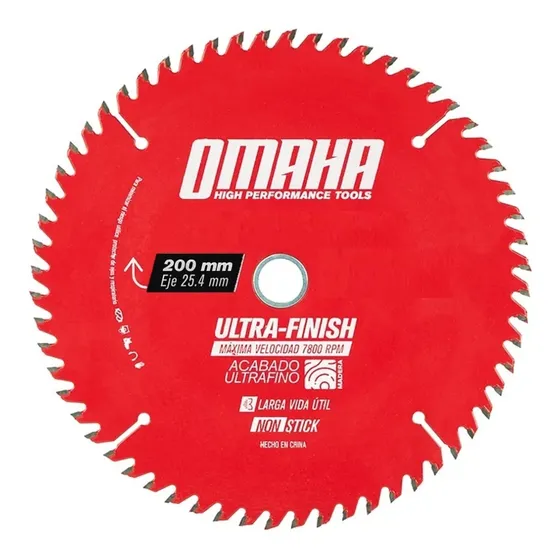 Hoja De Sierra Circular 200mm 8 PuLG 80 Dts Eje 25,4 A 16mm