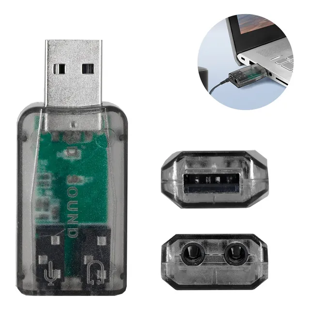 Tarjeta De Sonido Usb Audio 5.1 Canales Pc Laptop Digital 3d Color Humo