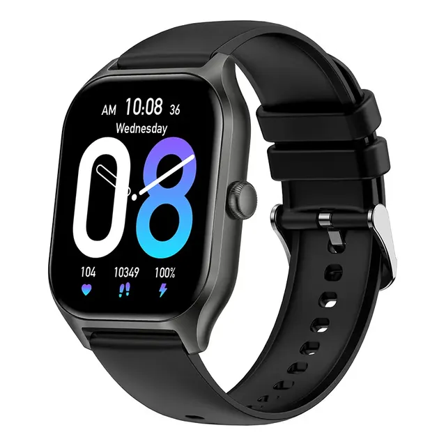 Reloj Smartwatch Gadnic Asistente De Voz Táctil Cuadrado Caja Negro Malla Negro Bisel Negro