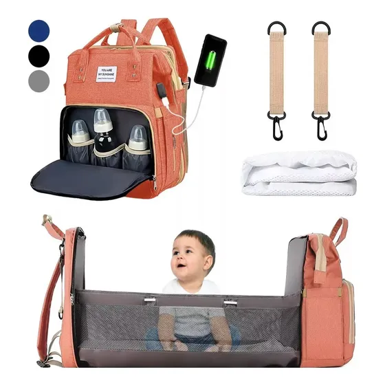 Pañalera Expandible Impermeable Y Cambiador Mochila 3 En 1