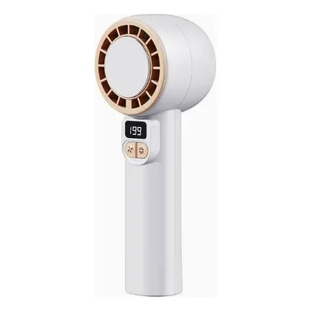 Ventilador Portátil De Mano Recargable Con Pantalla Digital Blanco