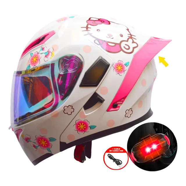 Casco Moto Abatible Hello Kitty Doble Visor Ecer2206