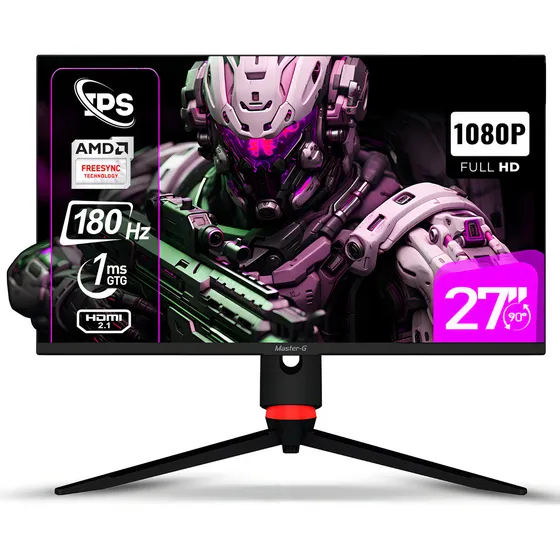 Monitor Gamer 27" Plano Full HD Panel IPS Pivoteable 180hz 1ms Mgmg2740 220V Master-G Color Negro