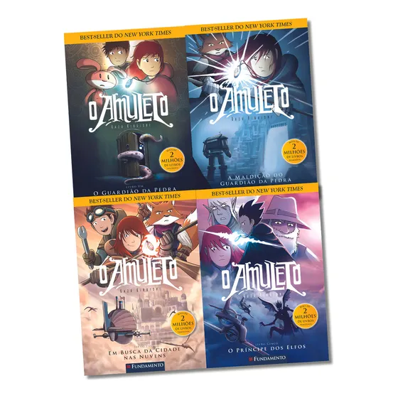 Kit De Livros - Coleção: O Amuleto 1, 2, 3 E 5: O Amuleto, De Kazu Kibuishi. O Amuleto, Vol. 1, 2, 3 E 5. Editorial Editora Fundamento, Tapa Mole En Português