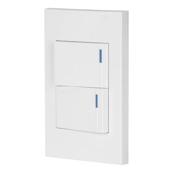 Placa 2 Interruptores Sencillos Linea Española Volteck 45595 Color Blanco