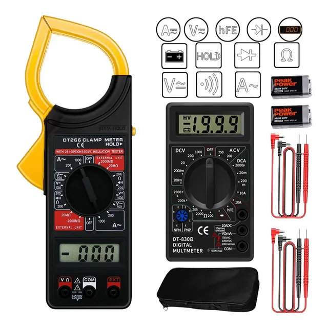 Pinza Amperimétrica Multímetro Digital Dt266 Dt830b Multímetro Digital Portátil Profesional Ac/Dc