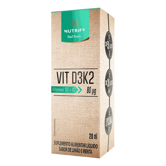 Nova Vitamina D3+k2 Líquido Limão E Menta 20ml - Nutrify