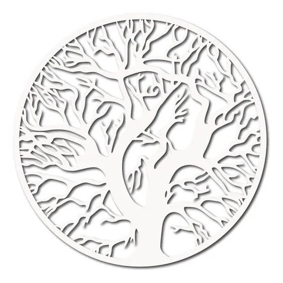 Cuadro Moderno Árbol De La Vida 40cm - Madera Varios Diseños Ramas Blanco