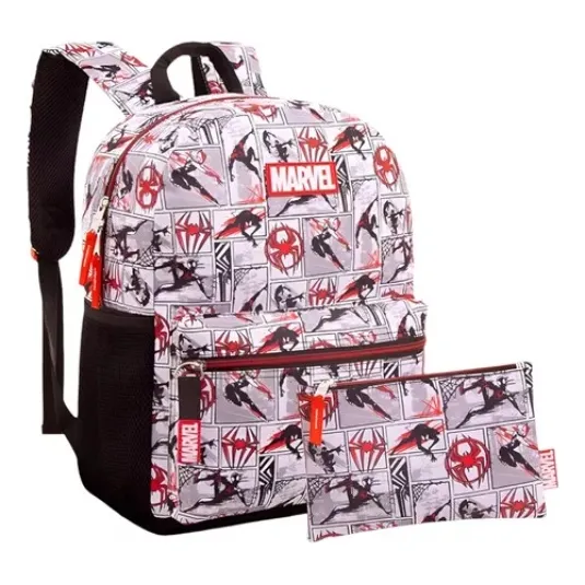 Combo Escolar Morral + Cartuchera Spiderman Blanco Mrca Capi