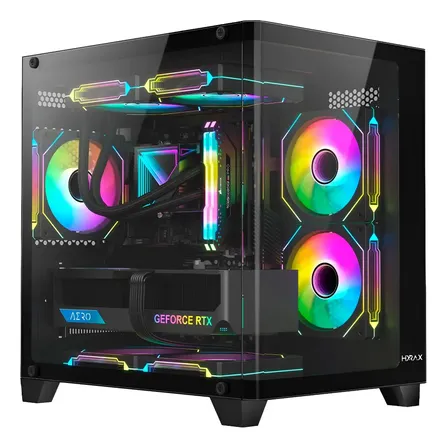 Gabinete Gamer Hyrax, Hgb750, Mini Tower, Curvo - Temperado