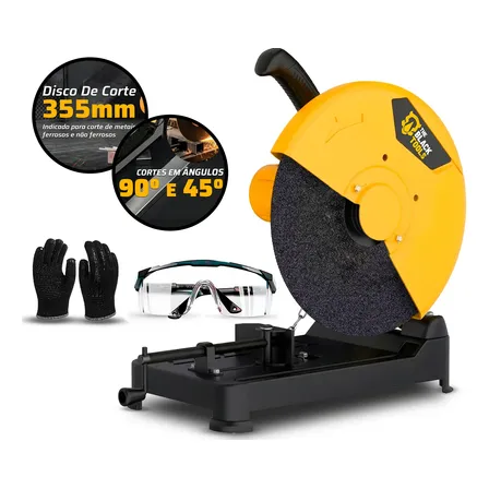 Serra Rápida Policorte Portátil 2000w 14 Pol 220v + Kit Epi 220v Amarelo E Preto