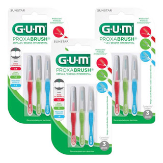 3 Paquetes Proxabrush Interdentales Gum 3 Piezas Anticaries 3 Paquetes Proxabrush Interdentales Gum 3 Piezas Anticaries
