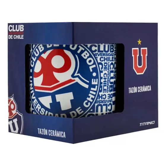Tazon Ceramica 350ml U De Chile Fanaticos Futbol Con Caja Color Blanco