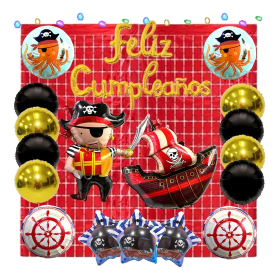 Kit Combo Deco Globos Piratas Con Luz Led