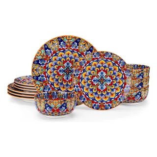 Conjunto De Louças Vancasso Simi 12 Peças Orange Boho