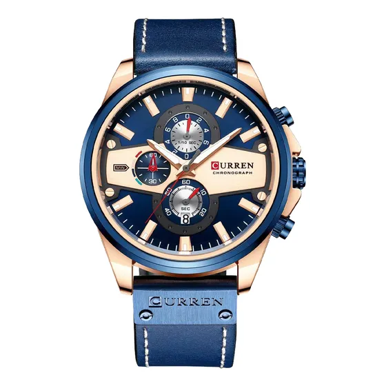 Reloj Cronógrafo De Curren Hombre 8394 Cuero Hebilla Simple
