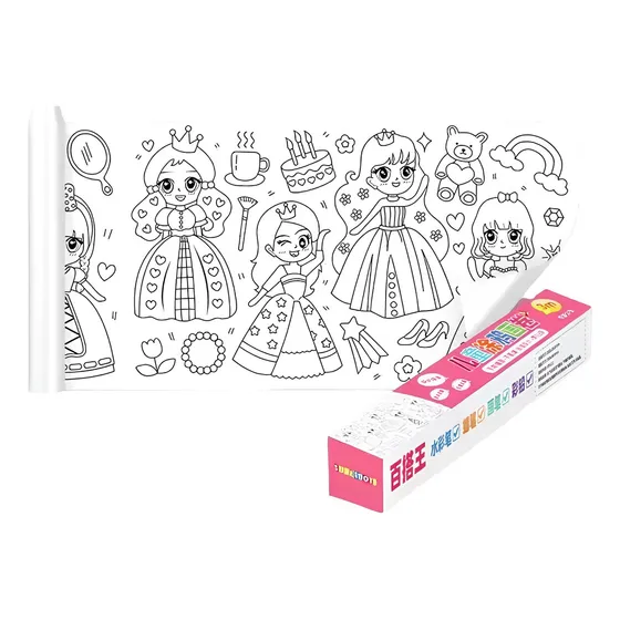 Rollo De Papel Para Colorear Dibujo Para Niños,manualidades Color Fucsia-princesa