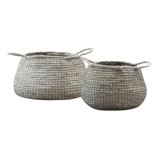 Canasto Organizador Cesto Mimbre Rattan Washed C/manija Gde