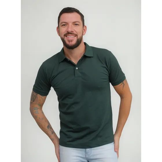 Camisa Polo Masculina Básica Piquet Plus Size Anti-pilling