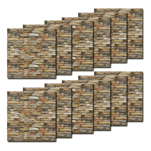 Set 12 Revestimiento 70x77 3d Piedra Adhesivo Pared - El Rey