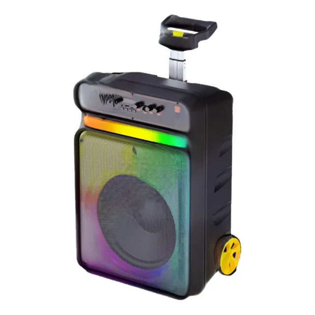 Bocina Bluetooth 12 Pulgadas 2 Micrófonos Inalámbricos Puerto Usb Radio Fm Alcance 10 Metros Auxiliar 3.5 Luz Led Multicolor