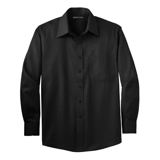 Camisa Social Manga Longa Preta Plus Size Com Bolso