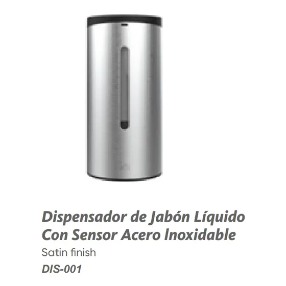 Eup Dispensador Jabón Líquido Sensor Acero Lnox Satín Dis001