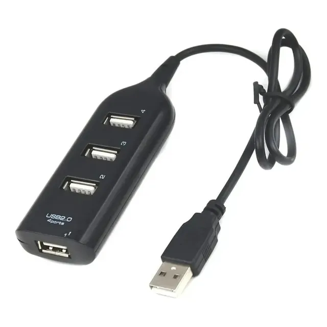 Hub Usb 2.0 De 4 Puertos Tipo Zapatilla Con Cable De 40cm ® Negro