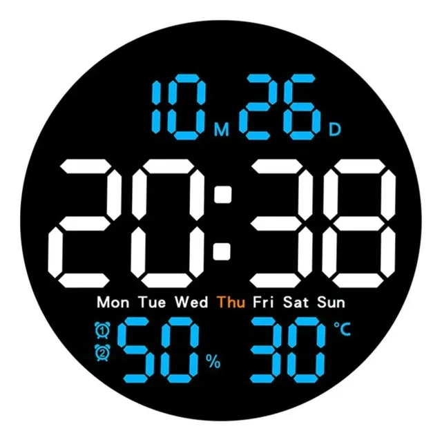 Reloj De Alarma Digital De Pantalla Digital + Control Remoto Negro Azul / Blanco