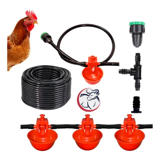 Kit 10 Bebedouros Automático Aves  Galinhas Copo + Conexões