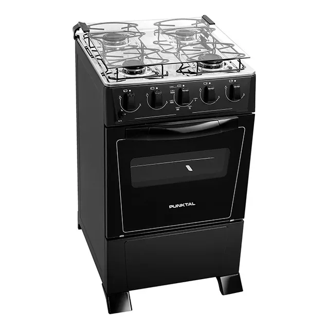 Cocina A Gas Punktal Pk375c 4 Hornallas Mesa Acero Inox Tapa