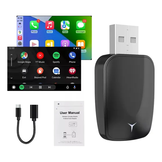 Car Play Y Android Auto Inalambrico 2 En 1 Adaptador Usb
