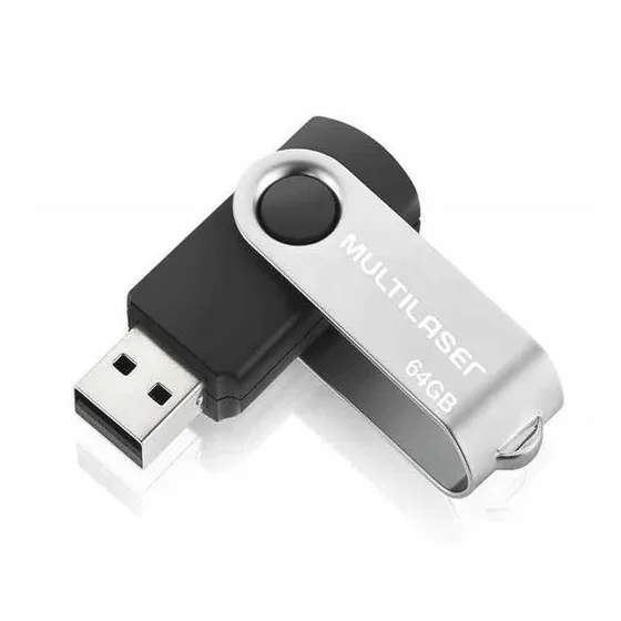 Pendrive Twist preto 64gb multilaser modelo PD590