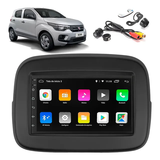 Multimídia Android Auto Carplay Para Mobi Câmera Ré Moldura